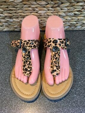 Blowfish Leopard Print Thong Sandals - Tan Brown